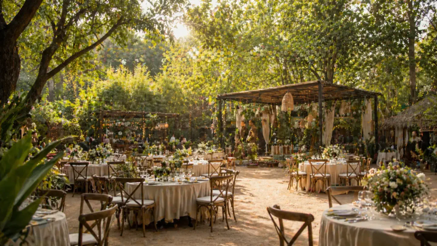 Garden dining set up for a celebration at Arekas Arena, a birthday party venue near Yelahanka, Bangalore